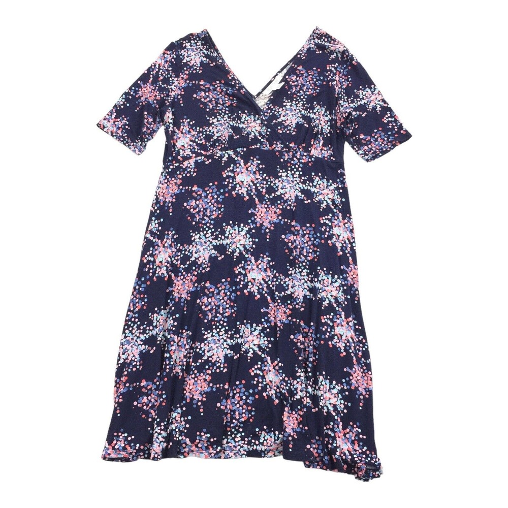 Motherhood Maternity Starburst Print Summer Dress Size Medium Navy Blue Pink M